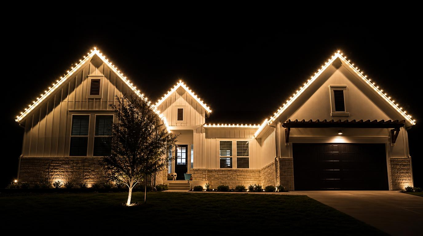 Christmas light installation design in Dripping Springs Texas