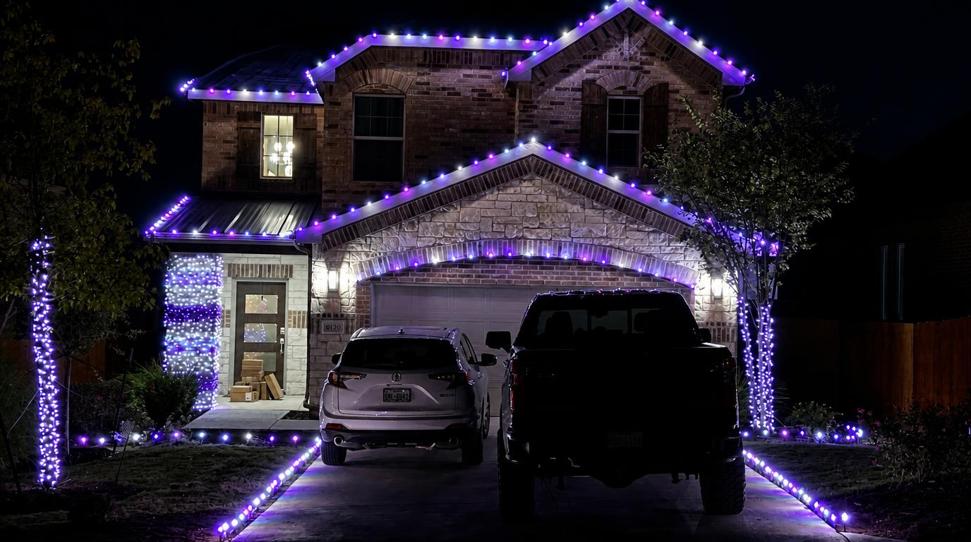 Purple and white Christmas light design inspiration