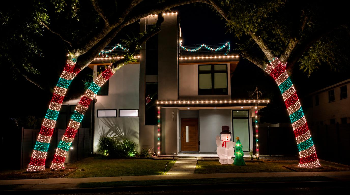 Residential Christmas light design inspiration from the South Austin area